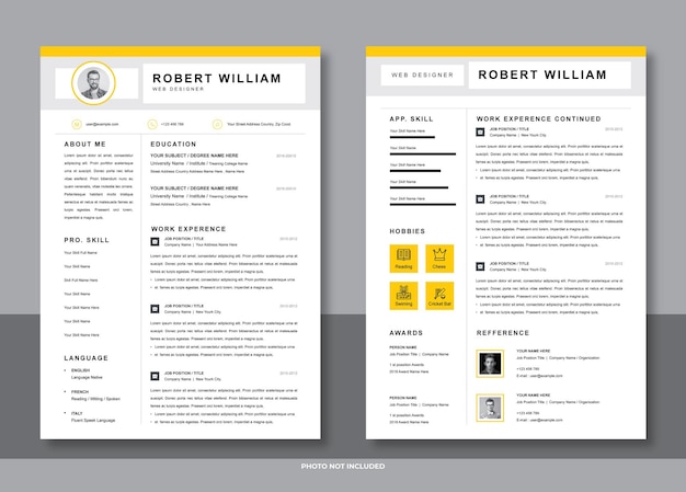 yellow resume template