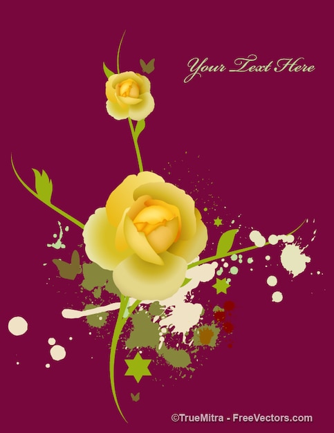 Yellow rose with stains background
