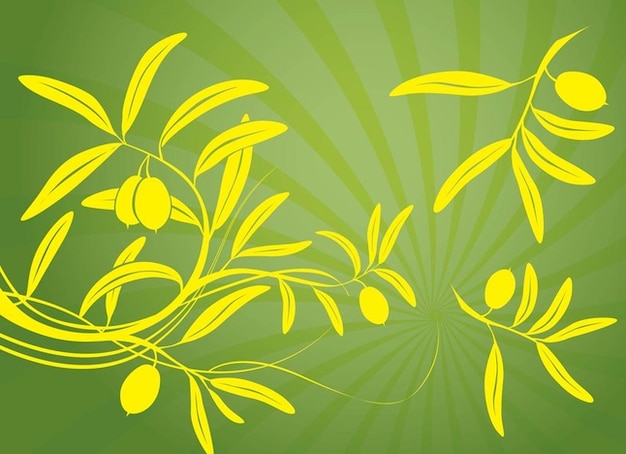 Yellow silhouettes of olive branches