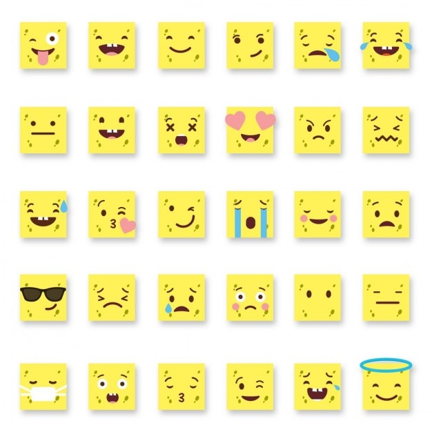 36黄色のシンプルな顔文字のセット 無料のベクター