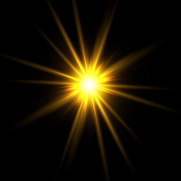 Premium Vector | Yellow stars, light, lens flare, glitter, sun flash, spark