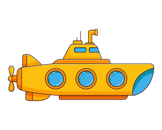 Premium Vector | Yellow submarine underwater ship.