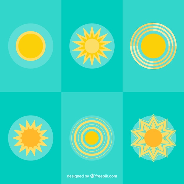 Yellow sun icons collection