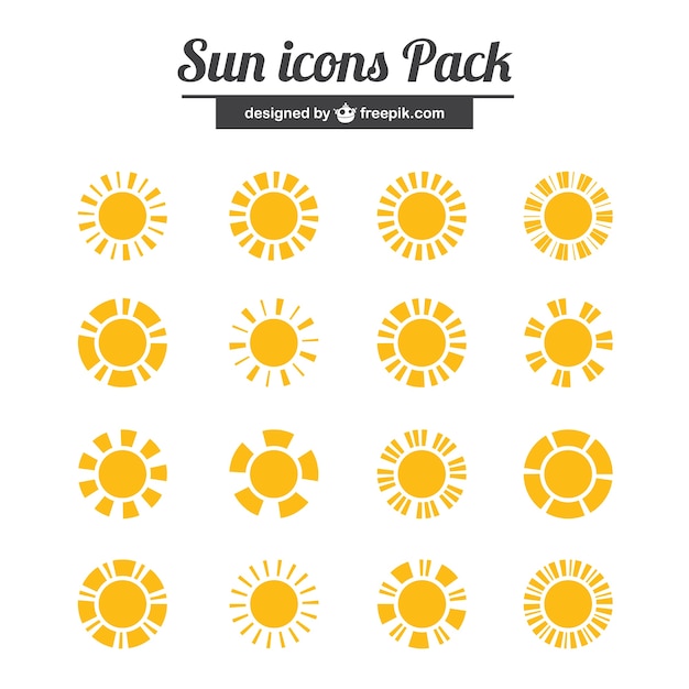Yellow sun icons pack