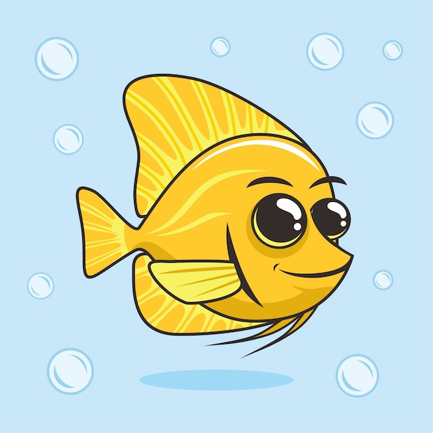 Download Premium Vector | Yellow tang fish cartoon underwater animals