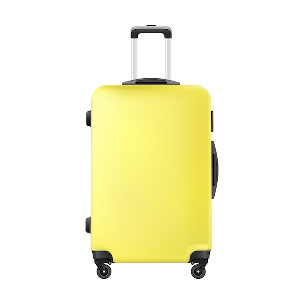 Premium Vector | Yellow travel plastic suitcase realistic hand luggage