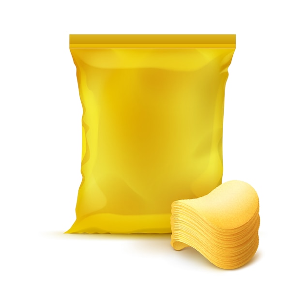 Premium Vector | Yellow vertical sealed foil plastic bag for package ...