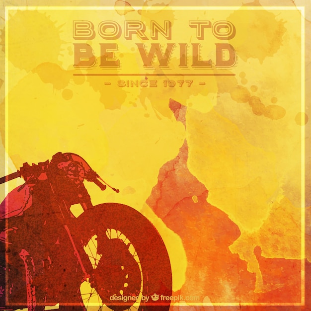 Yellow watercolor background of motorcycle with\
inspirational phrase