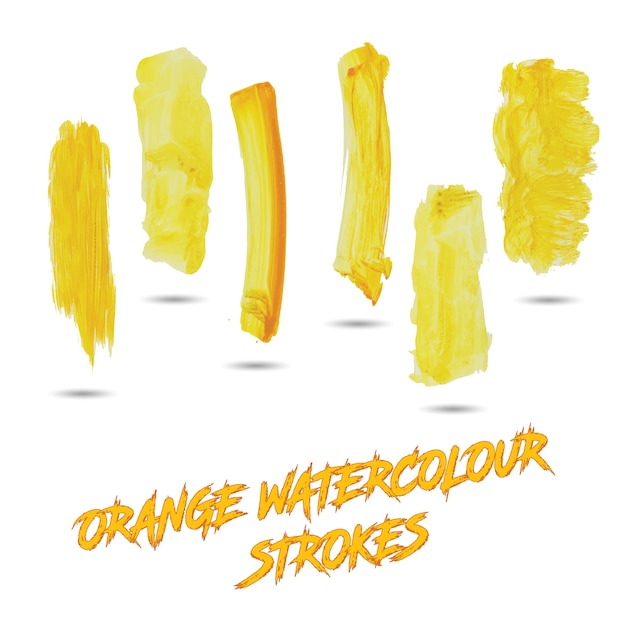 Download Yellow watercolor strokes set | Free Vector