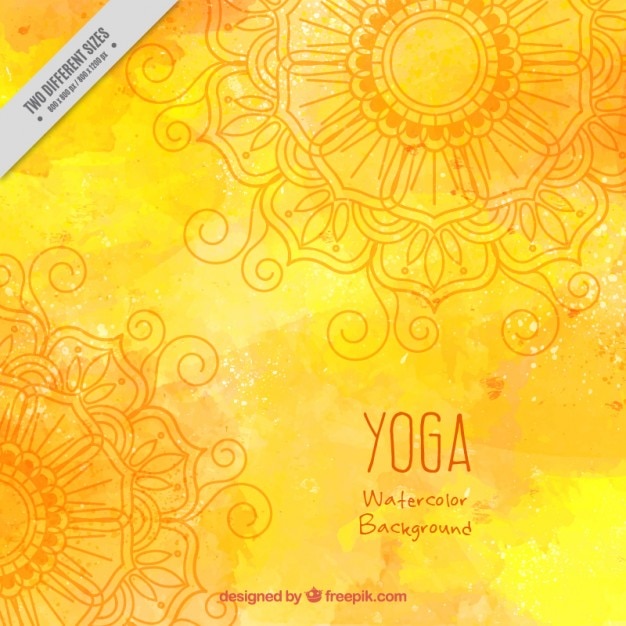 Yellow watercolor yoga background