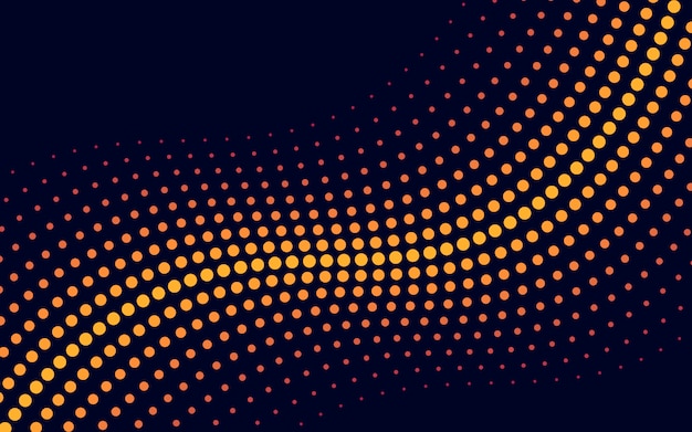 Yellow wave halftone background vector Free Vector