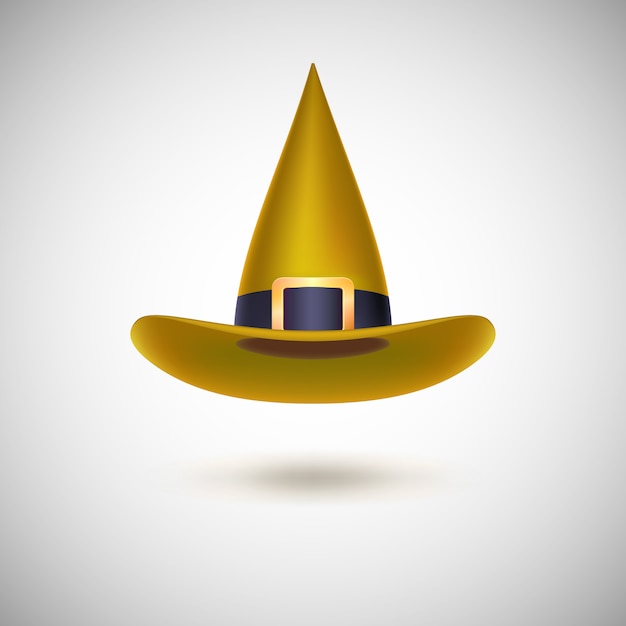 Premium Vector | Yellow witch hat for halloween.