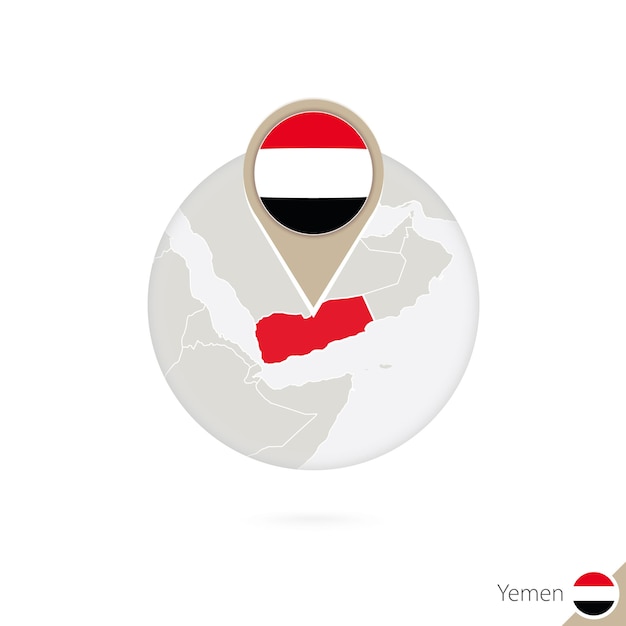 Premium Vector Yemen Map And Flag In Circle Map Of Yemen Yemen Flag Pin Map Of Yemen In The 