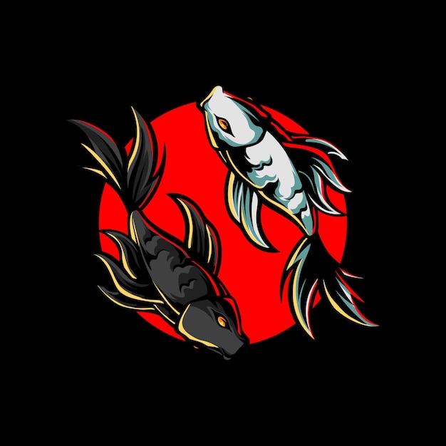 Premium Vector | Yin yang fish mascot logo