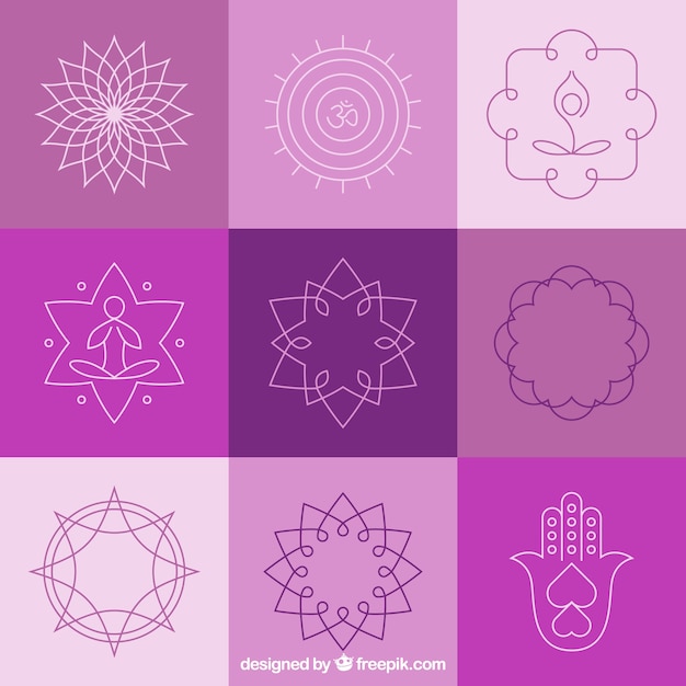 Yoga abstract badges and symbols