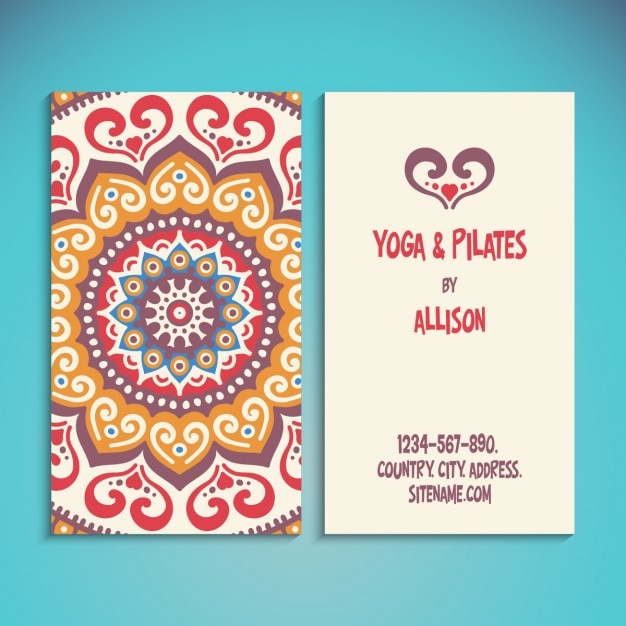 Yoga and pilates card in ethnic style