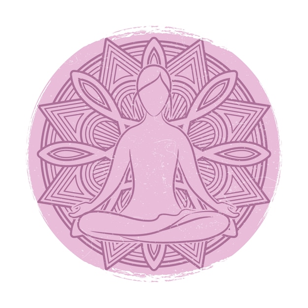 Download Yoga balance female silhouette. flower mandala and ...