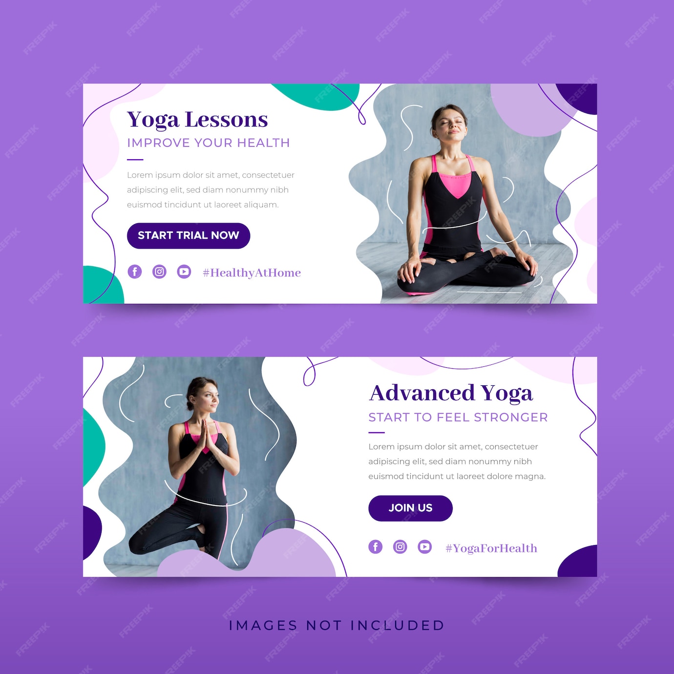 Free Vector | Yoga banner template pack