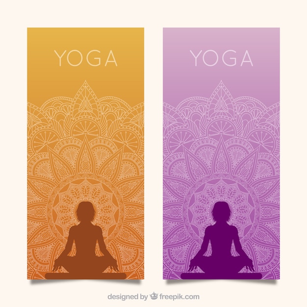 Download Yoga banners with mandala Vector | Free Download