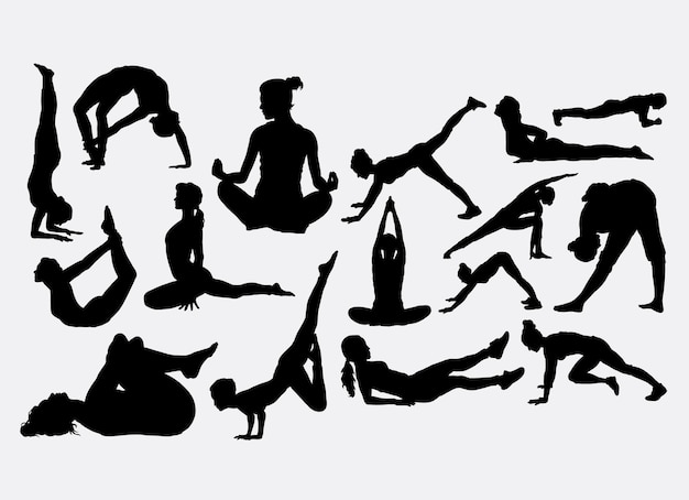 Premium Vector | Yoga and fitness sport silhouette