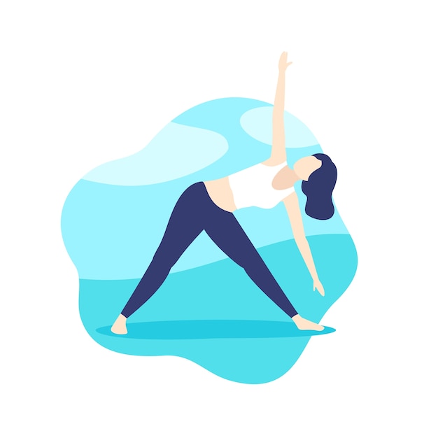 Premium Vector | Yoga, girl in triangle pose in park