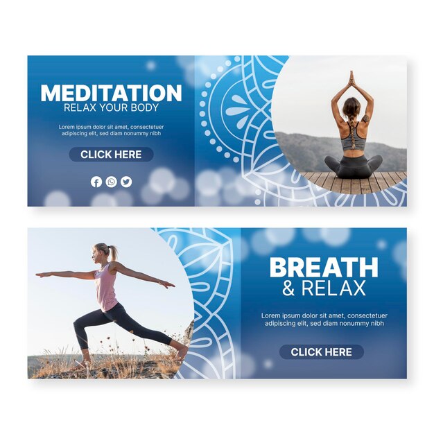 Free Vector | Yoga meditation banners designs