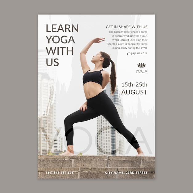 Free Vector Yoga Poster Template With Photo