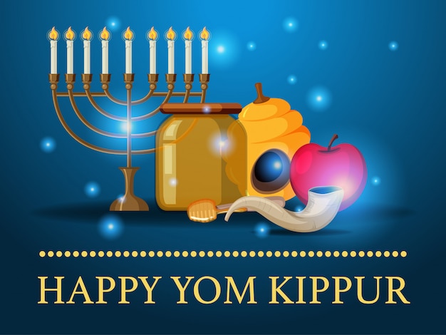 Premium Vector | Yom kippur logo greeting card template or background