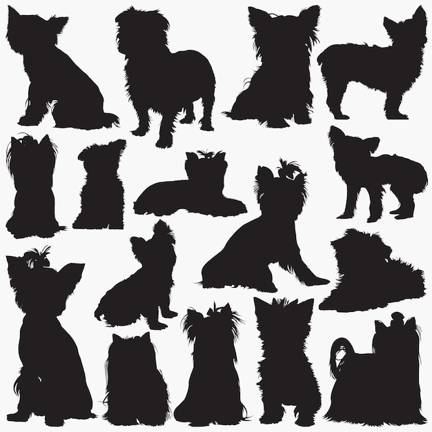 Download Yorkshire terrier dog silhouettes | Premium Vector