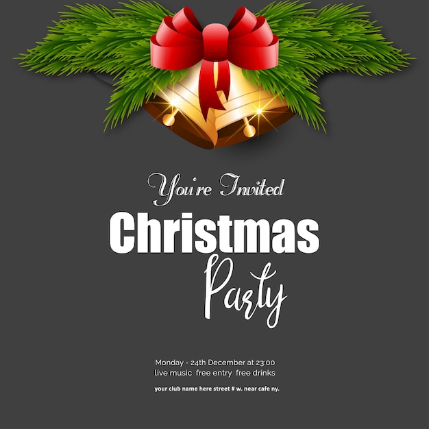 Download Premium Vector You Are Invited Into Christmas Party Jingle Bell Background PSD Mockup Templates