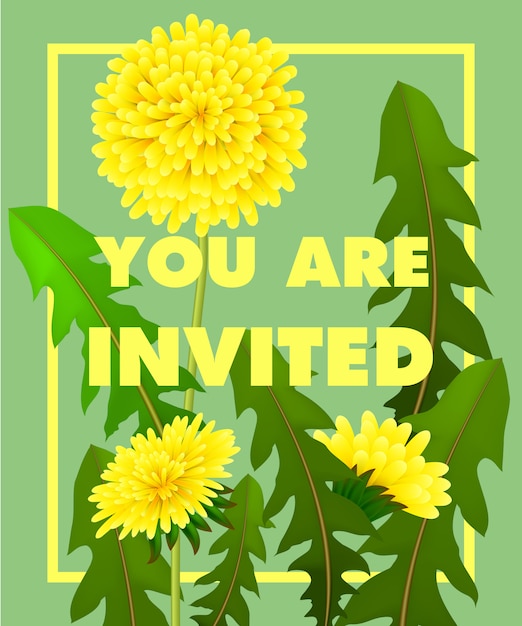 You are lettering with yellow dandelions in
frame on green background.