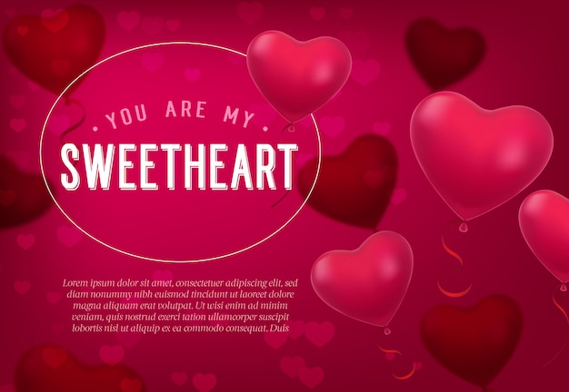 Download You are my sweetheart lettering with heart shaped balloons ...