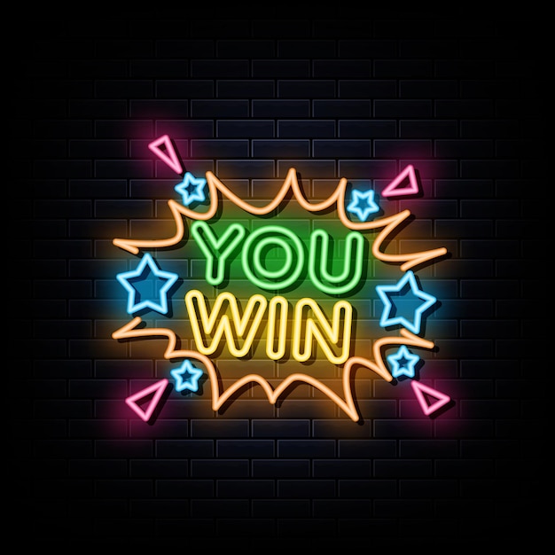 Premium Vector | You win neon sign neon symbol