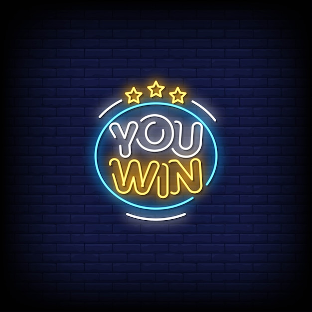 Premium Vector | You win neon signs style text