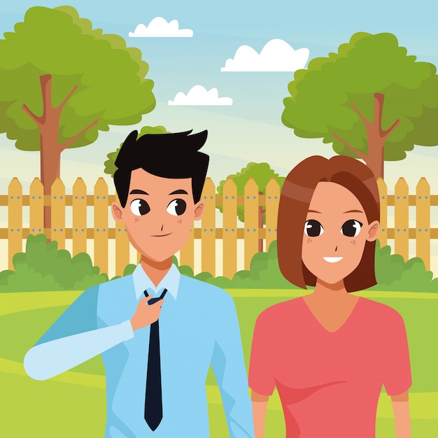 Premium Vector | Young adult couple greeting cartoon