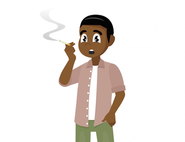 Premium Vector | Young african man smoking a cigarette illustration