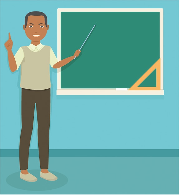 Download Premium Vector | Young black male teacher teaching in ...