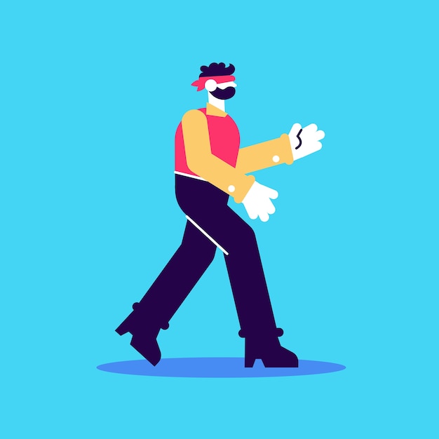 Premium Vector | Young blindfolded character walking in the dark side ...