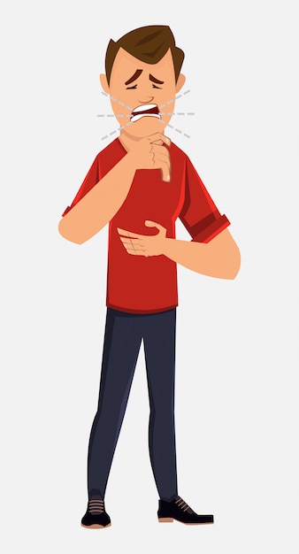 Premium Vector | Young boy coughing concept illutration