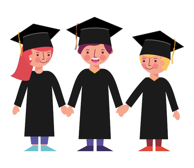 Download Young boy and gilrs school graduation vector illustration | Premium Vector