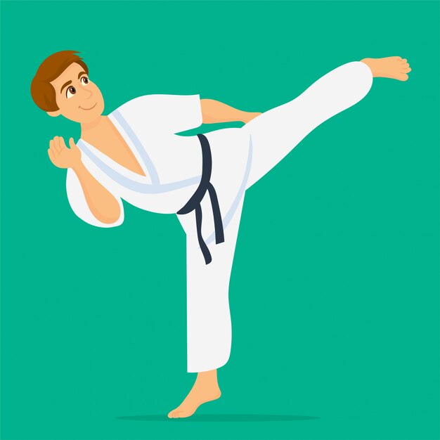 Download Young boy karate player Vector | Premium Download