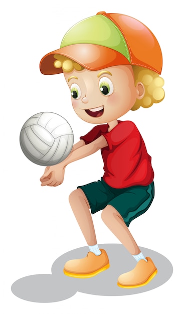 Download A young boy playing volleyball | Free Vector