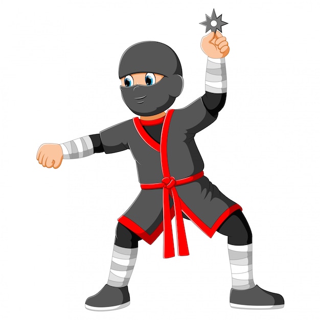 Download Young boy wearing a costume of ninja | Premium Vector