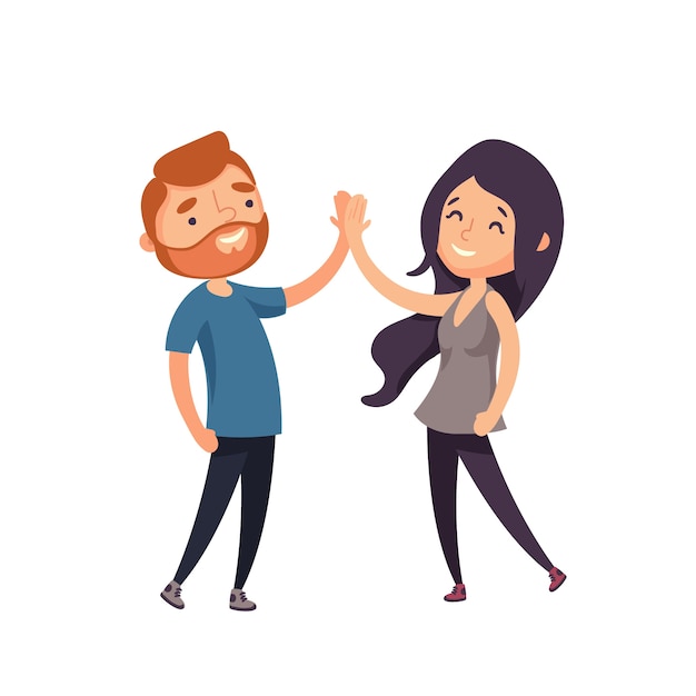 Young couple high-fiving | Free Vector