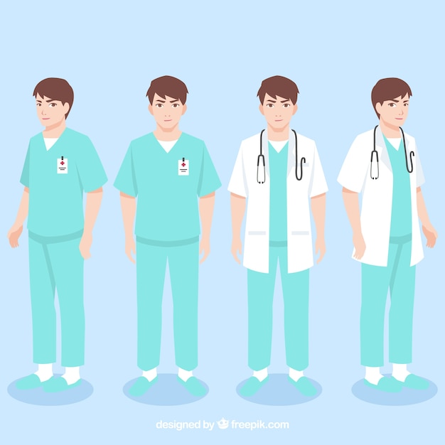 Young doctor with different outfits