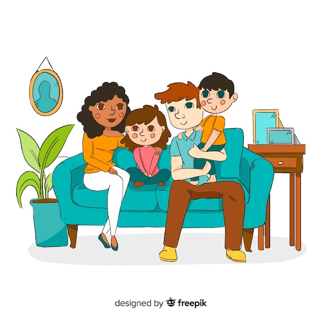 Young family at home concept | Free Vector