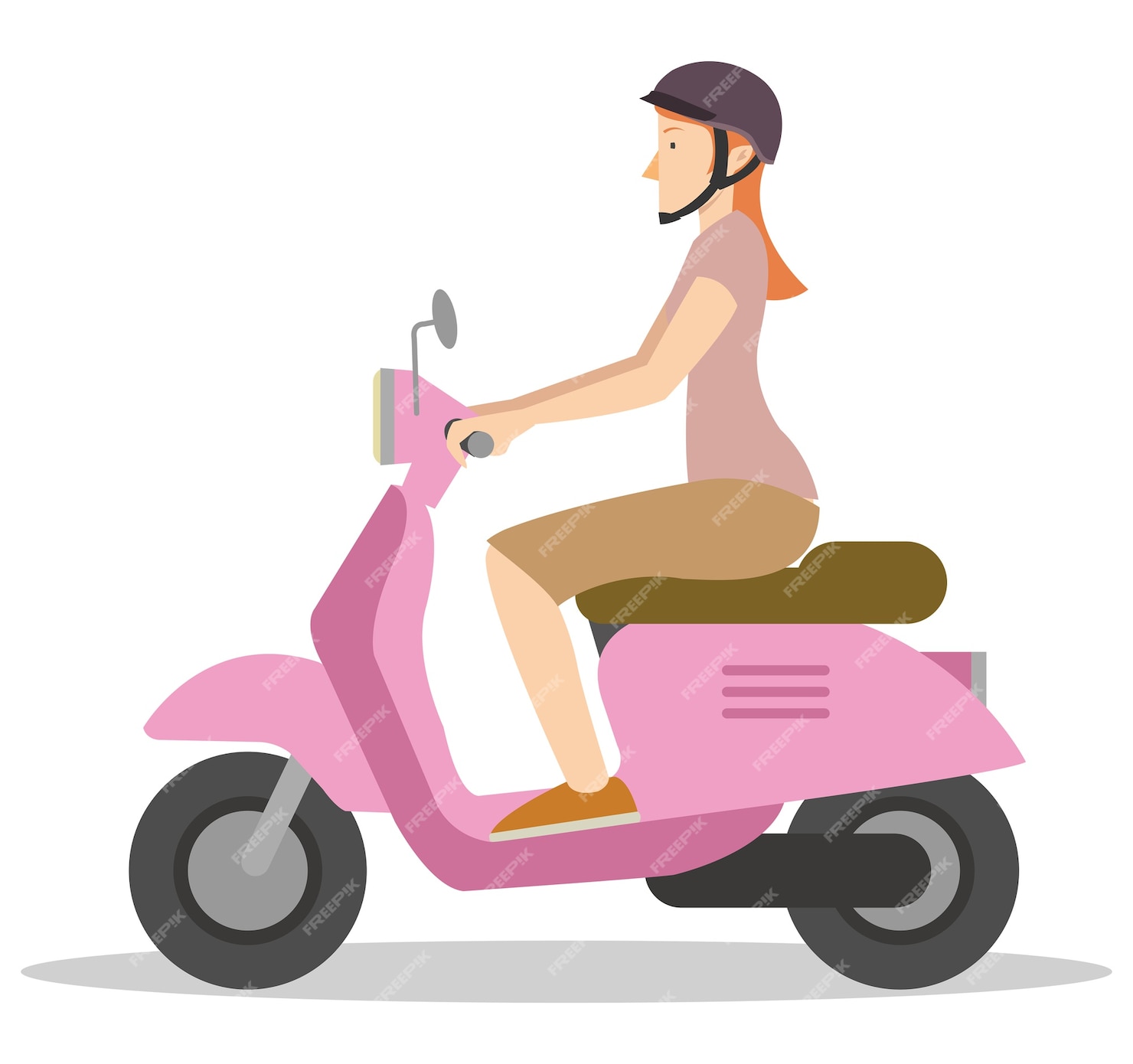 Premium Vector | Young girl ride a small scooter to work