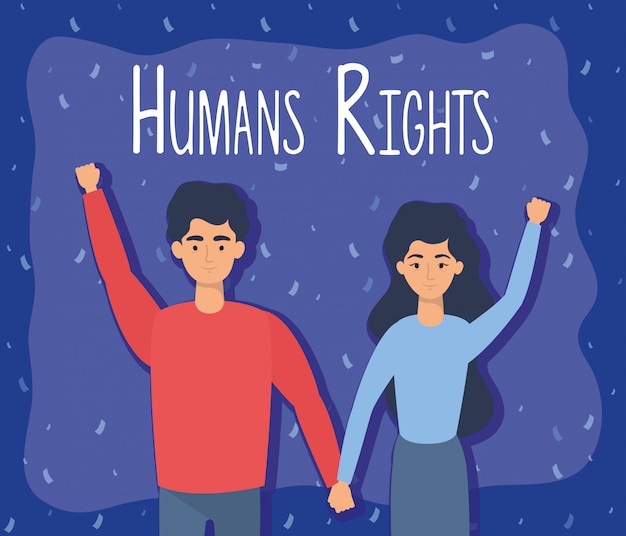 Free Vector | Young lovers couple with human rights label vector ...