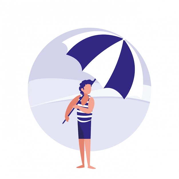 Premium Vector | Young man in the beach with swimsuit