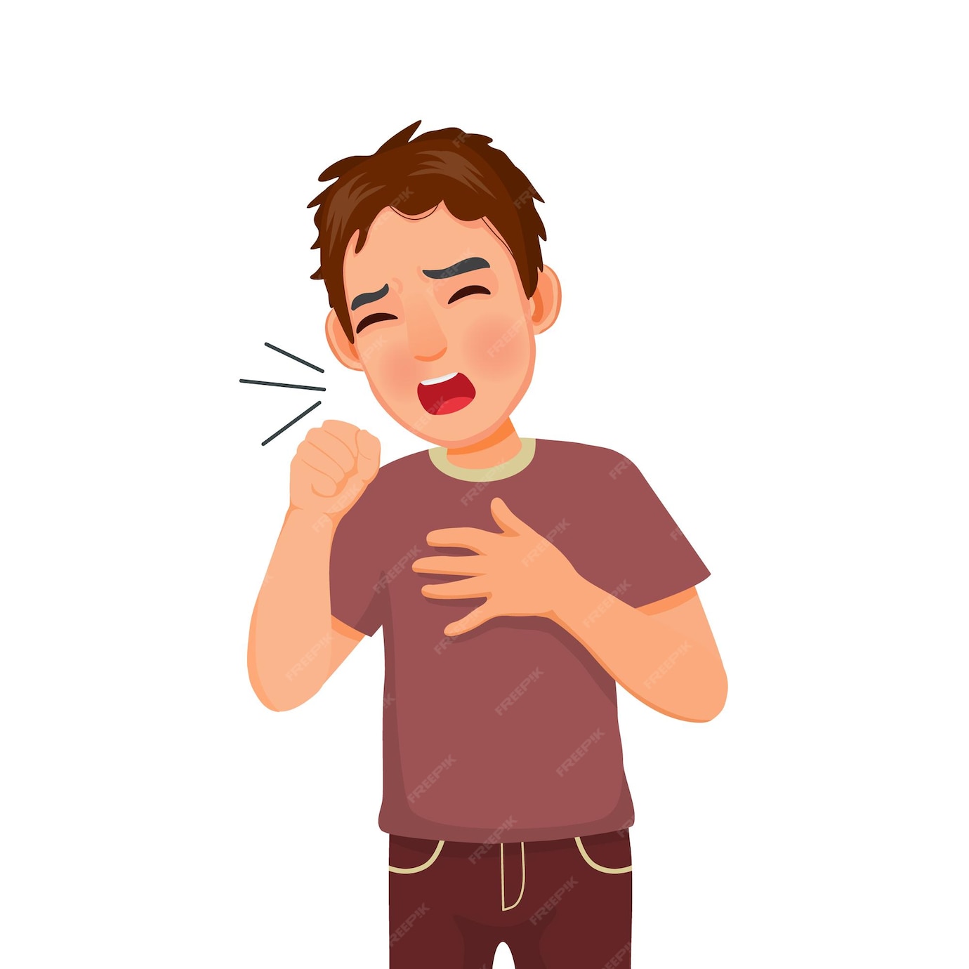 Premium Vector | Young man coughing because of cold fever bronchitis ...